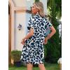 image:imageHOTOUCH Womens Summer Shirt Dress 2026 Short Sleeve Floral Shift Dress Casual Loose Flowy Beach Sundress with PocketsA01blue Leaf Print