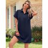 image:imageHOTOUCH Womens Summer Shirt Dress 2026 Short Sleeve Floral Shift Dress Casual Loose Flowy Beach Sundress with PocketsA05navy Blue