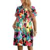 image:imageHOTOUCH Womens Summer Shirt Dress 2026 Short Sleeve Floral Shift Dress Casual Loose Flowy Beach Sundress with PocketsMulticolor