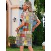 image:imageHOTOUCH Womens Summer Shirt Dress 2026 Short Sleeve Floral Shift Dress Casual Loose Flowy Beach Sundress with PocketsPatchwork Print