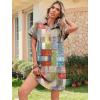 image:imageHOTOUCH Womens Summer Shirt Dress 2026 Short Sleeve Floral Shift Dress Casual Loose Flowy Beach Sundress with PocketsPatchwork Print