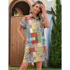 image:imageHOTOUCH Womens Summer Shirt Dress 2026 Short Sleeve Floral Shift Dress Casual Loose Flowy Beach Sundress with PocketsPatchwork Print
