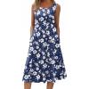 image:imageHOTOUCH Summer Casual Dresses for Women Sleeveless Midi Dress Swing Tank Sundress Pleated Tshirt Dress with PocketsA Blue Floral 02