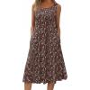 image:imageHOTOUCH Summer Casual Dresses for Women Sleeveless Midi Dress Swing Tank Sundress Pleated Tshirt Dress with PocketsA Brown Floral