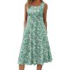 image:imageHOTOUCH Summer Casual Dresses for Women Sleeveless Midi Dress Swing Tank Sundress Pleated Tshirt Dress with PocketsA Green Floral