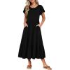 image:imageHOTOUCH Summer Dresses for Women 2026 Casual Midi Boho T Shirt Dress Ladies Sundress Aline Long Beach Vacation ClothesBlack