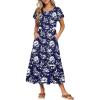 Navy Blue White Flowers