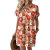 image:imageHOTOUCH Womens Summer Shirt Dress 2026 Short Sleeve Floral Shift Dress Casual Loose Flowy Beach Sundress with PocketsWhite Red Orange Floral