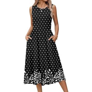 image:imageHOTOUCH Womens Summer Desses Casual Sleeveless Tank Midi Dress with Pockets Aline Flowy Vocation Beach Sundress 2026Black Floralsp122