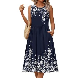image:imageHOTOUCH Womens Summer Desses Casual Sleeveless Tank Midi Dress with Pockets Aline Flowy Vocation Beach Sundress 2026Sf103