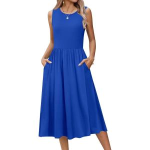 image:imageHOTOUCH Womens Summer Desses Casual Sleeveless Tank Midi Dress with Pockets Aline Flowy Vocation Beach Sundress 2026Sky Blue