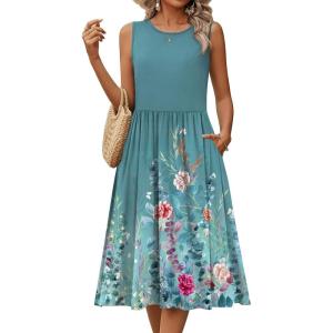 image:imageHOTOUCH Womens Summer Desses Casual Sleeveless Tank Midi Dress with Pockets Aline Flowy Vocation Beach Sundress 2026Wf115
