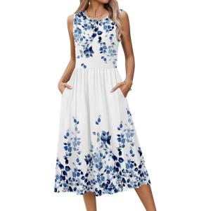image:imageHOTOUCH Womens Summer Desses Casual Sleeveless Tank Midi Dress with Pockets Aline Flowy Vocation Beach Sundress 2026Wf41