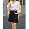 image:imageHOTOUCH Bermuda Shorts for Women Summer Dressy Casual Elastic High Waisted Wide Leg Knee Length Shorts with PocketsBlack