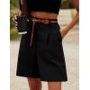 image:imageHOTOUCH Bermuda Shorts for Women Summer Dressy Casual Elastic High Waisted Wide Leg Knee Length Shorts with PocketsBlack