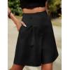 image:imageHOTOUCH Bermuda Shorts for Women Summer Dressy Casual Elastic High Waisted Wide Leg Knee Length Shorts with PocketsBlack2
