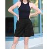 image:imageHOTOUCH Bermuda Shorts for Women Summer Dressy Casual Elastic High Waisted Wide Leg Knee Length Shorts with PocketsBlack2