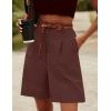 image:imageHOTOUCH Bermuda Shorts for Women Summer Dressy Casual Elastic High Waisted Wide Leg Knee Length Shorts with PocketsBrown