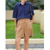 image:imageHOTOUCH Bermuda Shorts for Women Summer Dressy Casual Elastic High Waisted Wide Leg Knee Length Shorts with PocketsCamel