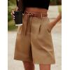 image:imageHOTOUCH Bermuda Shorts for Women Summer Dressy Casual Elastic High Waisted Wide Leg Knee Length Shorts with PocketsCamel