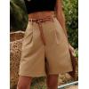 image:imageHOTOUCH Bermuda Shorts for Women Summer Dressy Casual Elastic High Waisted Wide Leg Knee Length Shorts with PocketsCamel