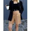 image:imageHOTOUCH Bermuda Shorts for Women Summer Dressy Casual Elastic High Waisted Wide Leg Knee Length Shorts with PocketsCamel2