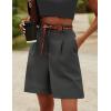 image:imageHOTOUCH Bermuda Shorts for Women Summer Dressy Casual Elastic High Waisted Wide Leg Knee Length Shorts with PocketsDark Grey