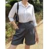 image:imageHOTOUCH Bermuda Shorts for Women Summer Dressy Casual Elastic High Waisted Wide Leg Knee Length Shorts with PocketsDark Grey
