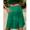 image:imageHOTOUCH Bermuda Shorts for Women Summer Dressy Casual Elastic High Waisted Wide Leg Knee Length Shorts with PocketsGreen