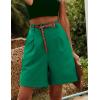 image:imageHOTOUCH Bermuda Shorts for Women Summer Dressy Casual Elastic High Waisted Wide Leg Knee Length Shorts with PocketsGreen