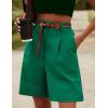 image:imageHOTOUCH Bermuda Shorts for Women Summer Dressy Casual Elastic High Waisted Wide Leg Knee Length Shorts with PocketsGreen