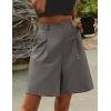 image:imageHOTOUCH Bermuda Shorts for Women Summer Dressy Casual Elastic High Waisted Wide Leg Knee Length Shorts with PocketsGrey