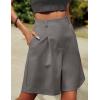 image:imageHOTOUCH Bermuda Shorts for Women Summer Dressy Casual Elastic High Waisted Wide Leg Knee Length Shorts with PocketsGrey