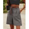 image:imageHOTOUCH Bermuda Shorts for Women Summer Dressy Casual Elastic High Waisted Wide Leg Knee Length Shorts with PocketsGrey