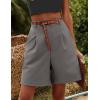 image:imageHOTOUCH Bermuda Shorts for Women Summer Dressy Casual Elastic High Waisted Wide Leg Knee Length Shorts with PocketsGrey