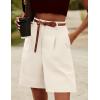 image:imageHOTOUCH Bermuda Shorts for Women Summer Dressy Casual Elastic High Waisted Wide Leg Knee Length Shorts with PocketsLight Khaki