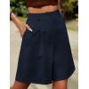 image:imageHOTOUCH Bermuda Shorts for Women Summer Dressy Casual Elastic High Waisted Wide Leg Knee Length Shorts with PocketsNavy Blue