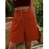 image:imageHOTOUCH Bermuda Shorts for Women Summer Dressy Casual Elastic High Waisted Wide Leg Knee Length Shorts with PocketsSeal Brown