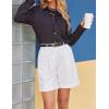 image:imageHOTOUCH Bermuda Shorts for Women Summer Dressy Casual Elastic High Waisted Wide Leg Knee Length Shorts with PocketsWhite Lined Shorts