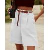 image:imageHOTOUCH Bermuda Shorts for Women Summer Dressy Casual Elastic High Waisted Wide Leg Knee Length Shorts with PocketsWhite Lined Shorts