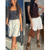 image:imageHOTOUCH Bermuda Shorts for Women Summer Dressy Casual Elastic High Waisted Wide Leg Knee Length Shorts with PocketsWhite Lined Shorts