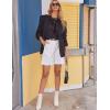 image:imageHOTOUCH Bermuda Shorts for Women Summer Dressy Casual Elastic High Waisted Wide Leg Knee Length Shorts with PocketsWhite Lined Shorts