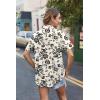 image:imageHOTOUCH Cotton Linen Button Down Shirt for Women V Neck Collared Blouse Casual Short Sleeve Tops with PocketFloral Sf335