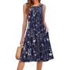 image:imageHOTOUCH Summer Casual Dresses for Women Sleeveless Midi Dress Swing Tank Sundress Pleated Tshirt Dress with PocketsFloralsf180