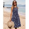 image:imageHOTOUCH Summer Casual Dresses for Women Sleeveless Midi Dress Swing Tank Sundress Pleated Tshirt Dress with PocketsFloralsf180