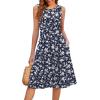 image:imageHOTOUCH Summer Casual Dresses for Women Sleeveless Midi Dress Swing Tank Sundress Pleated Tshirt Dress with PocketsFloralxh445