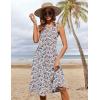 image:imageHOTOUCH Summer Casual Dresses for Women Sleeveless Midi Dress Swing Tank Sundress Pleated Tshirt Dress with PocketsFloralxh498