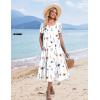 image:imageHOTOUCH Summer Dresses for Women 2026 Casual Midi Dress Petal Short Sleeve A Line Dress Pleated Flare SundressAwhite Floral 01