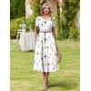image:imageHOTOUCH Summer Dresses for Women 2026 Casual Midi Dress Petal Short Sleeve A Line Dress Pleated Flare SundressAwhite Floral 01