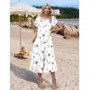 image:imageHOTOUCH Summer Dresses for Women 2026 Casual Midi Dress Petal Short Sleeve A Line Dress Pleated Flare SundressAwhite Floral 01
